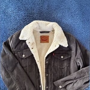 Levi's Black Denim Jacket with White Sherpa Lining